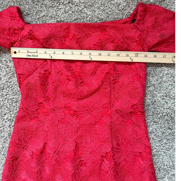 Vince Camuto Coral Lace Overlay Body Con Off Shoulder Dress Size 2 - Picture 7 of 14